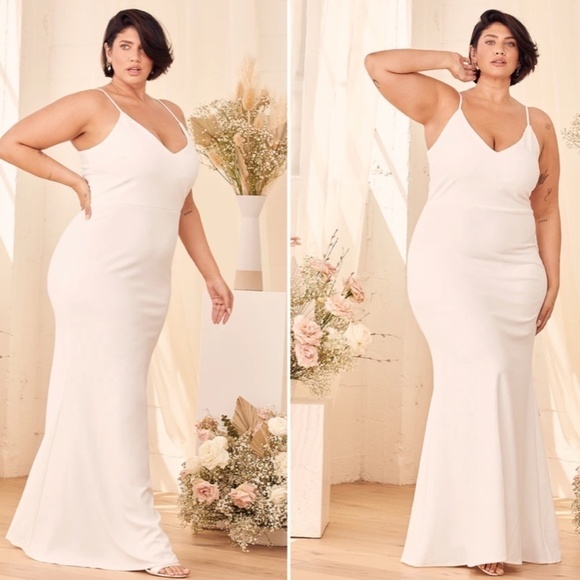 LULU's Bridal Modern Sexy Chic Minimalist Mermaid Trumpet Maxi Dress NWOT - Picture 1 of 5
